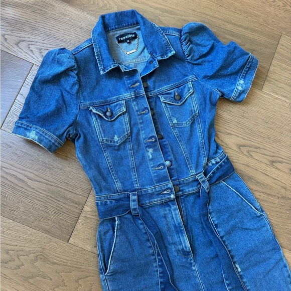 Retrofete Tori Denim Jean Jumpsuit - Size M - Like New - Medium Wash Blue - Picture 3 of 15